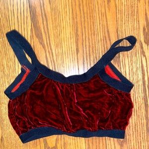 Cropped red velvet cropped tank/bralette.